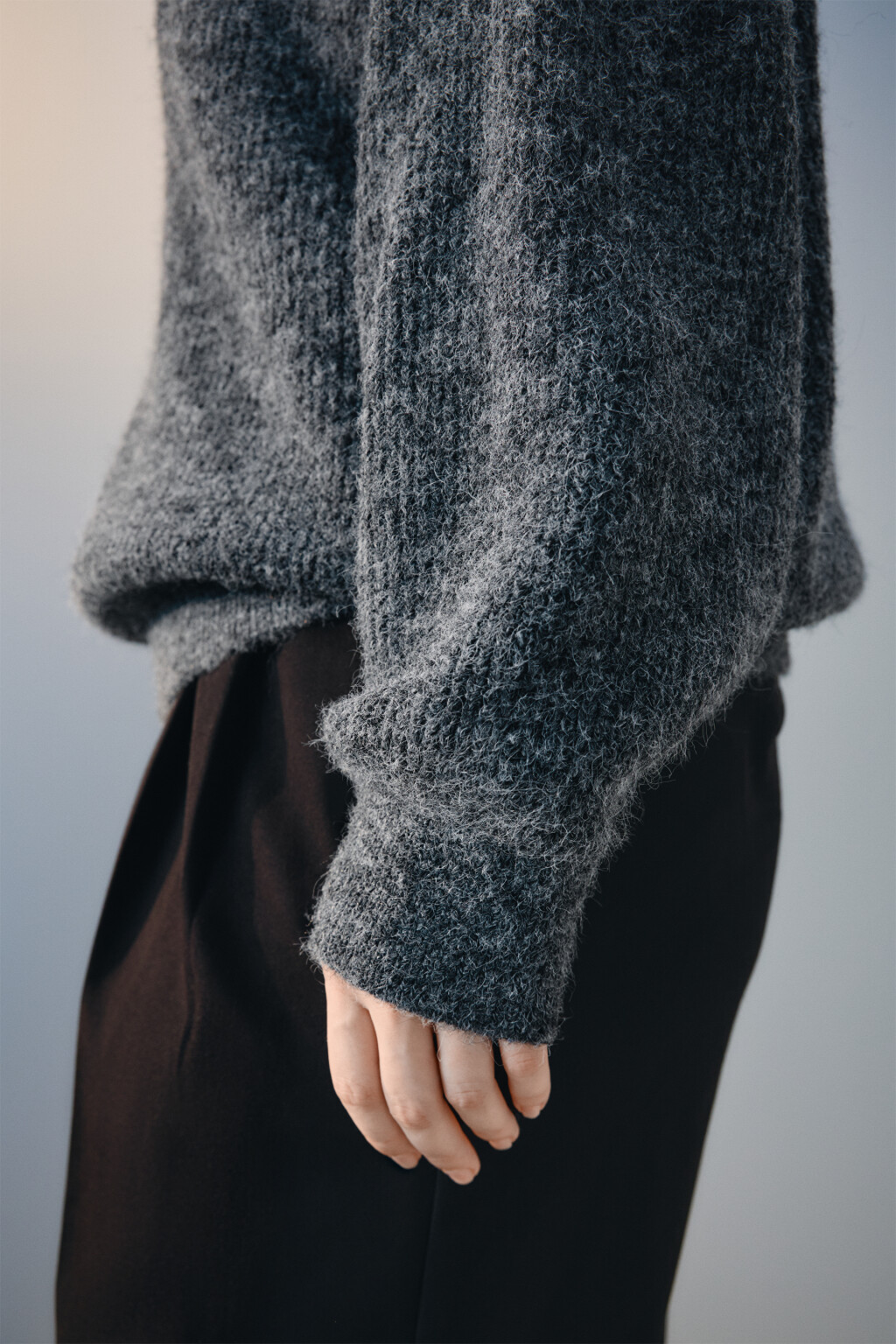 Джемпер на молнии вязаный с шерстью - цвет серый - 6