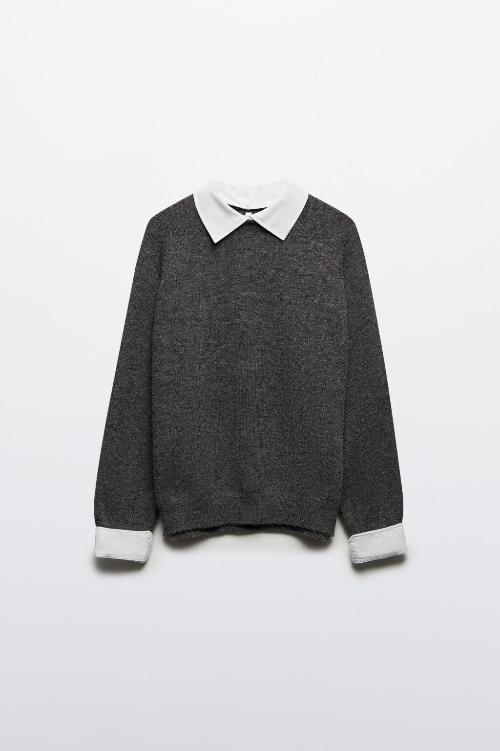 Джемпер вязаный со съемным воротником - цвет серый - 7