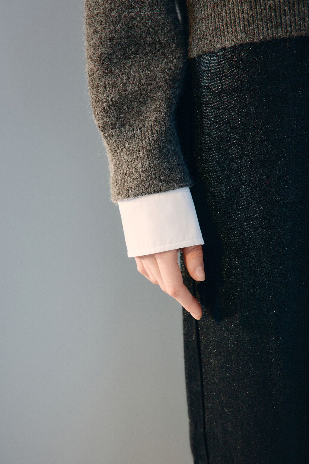 Джемпер вязаный со съемным воротником - цвет серый - 6