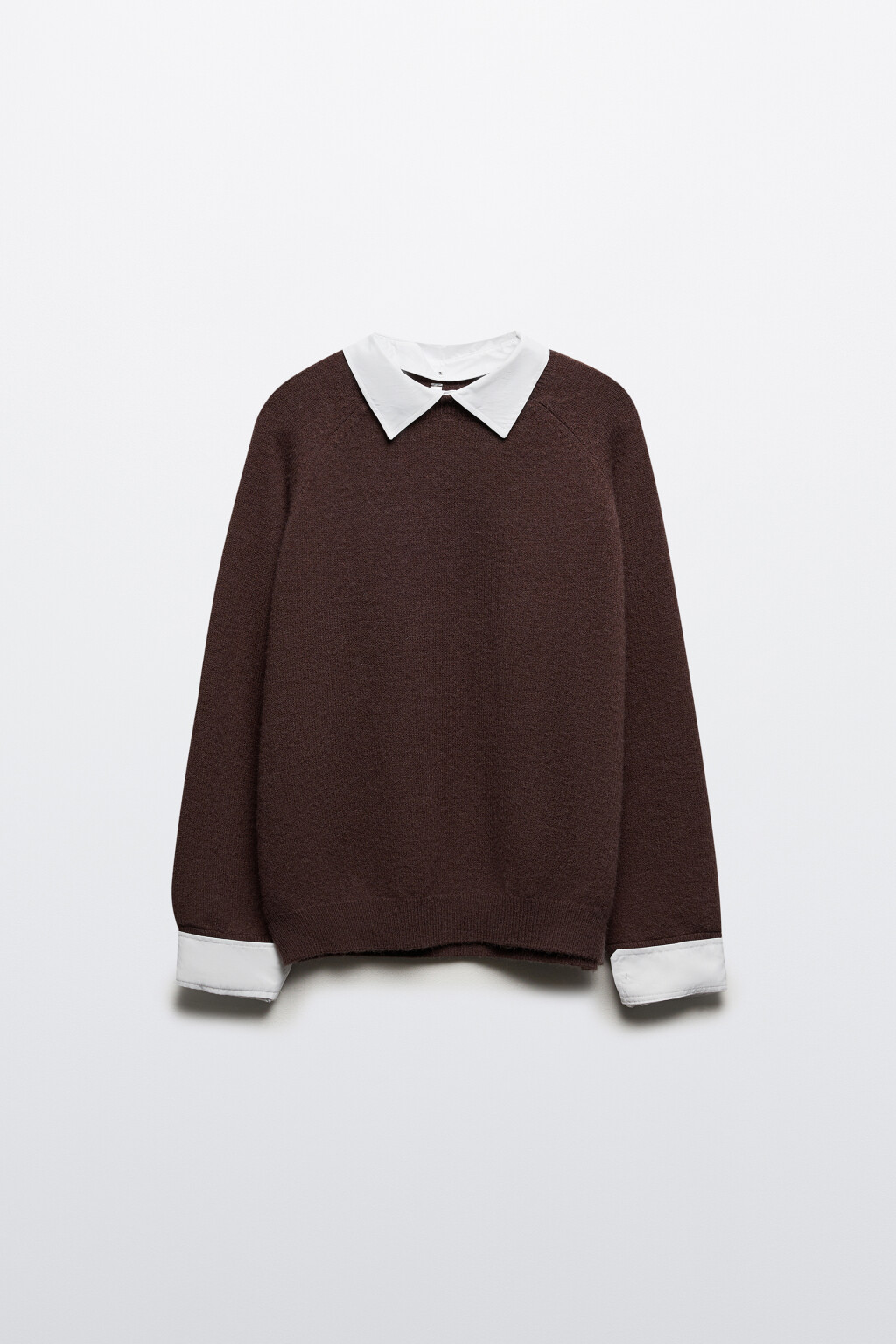 Джемпер вязаный со съемным воротником - цвет коричневый - 8