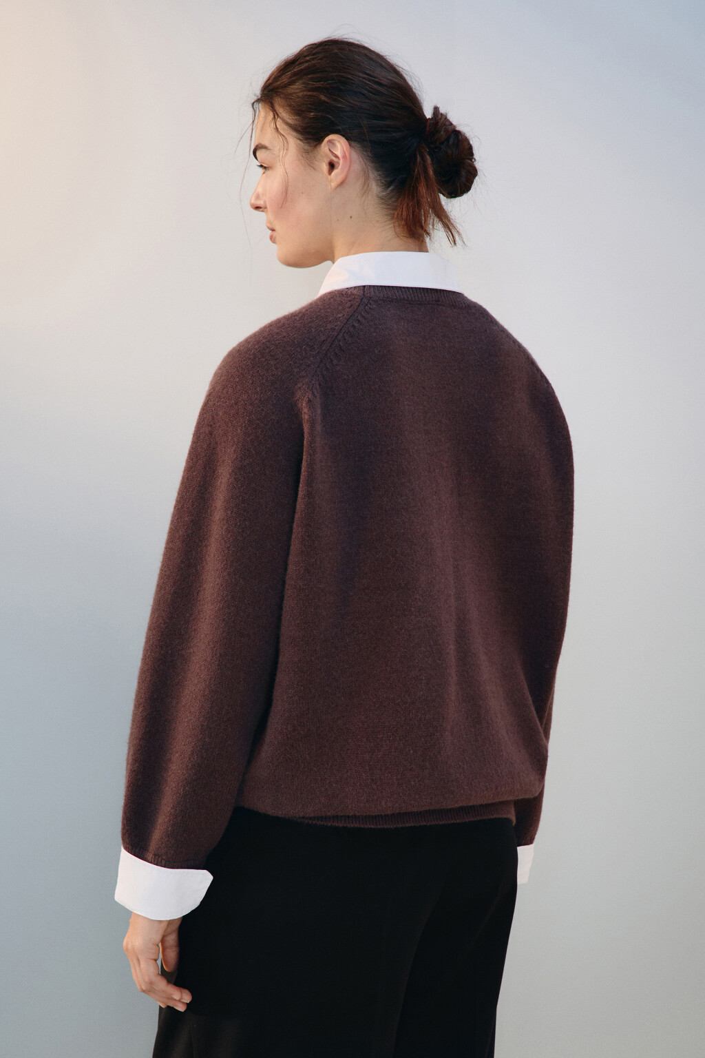Джемпер вязаный со съемным воротником - цвет коричневый - 4