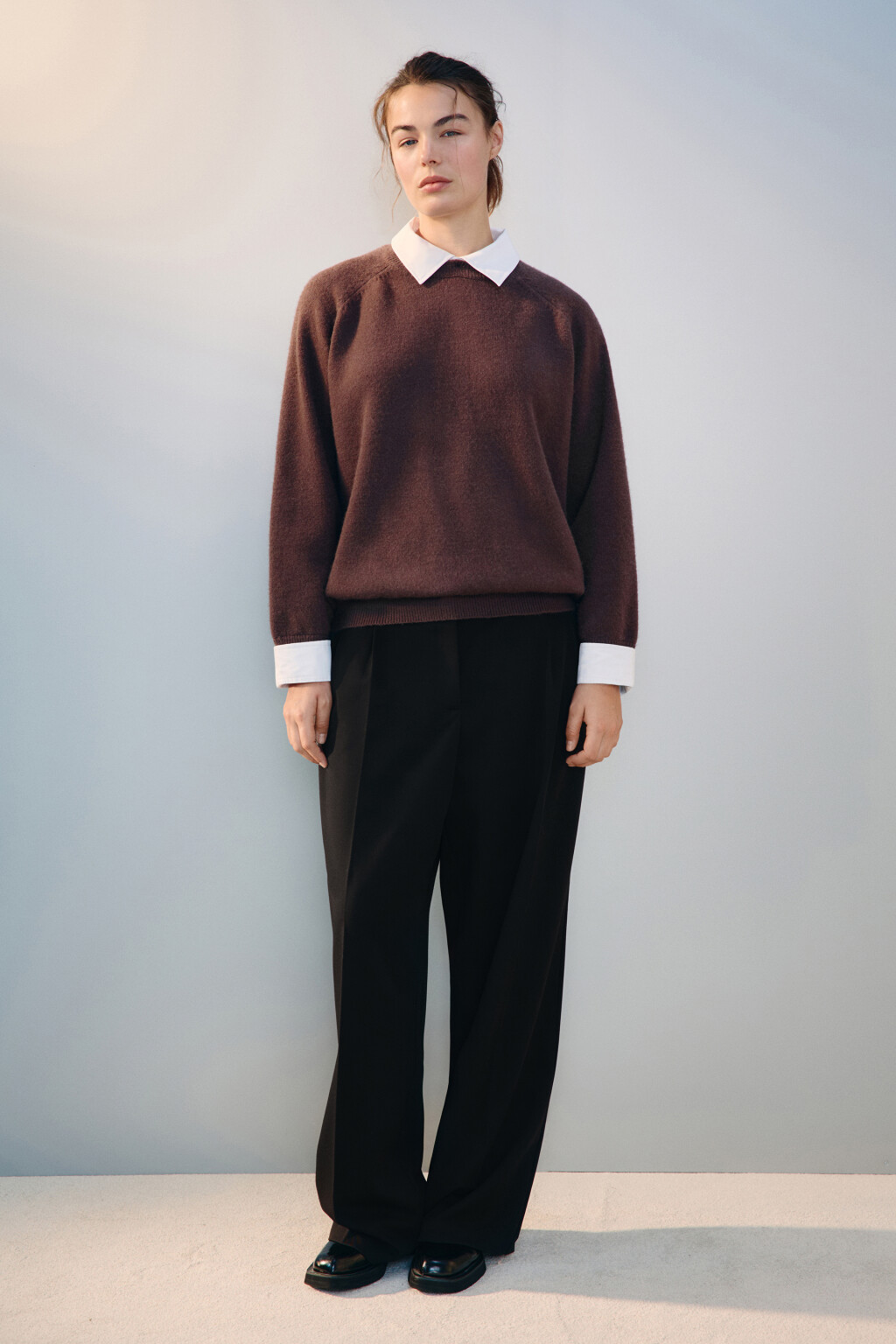 Джемпер вязаный со съемным воротником - цвет коричневый - 5
