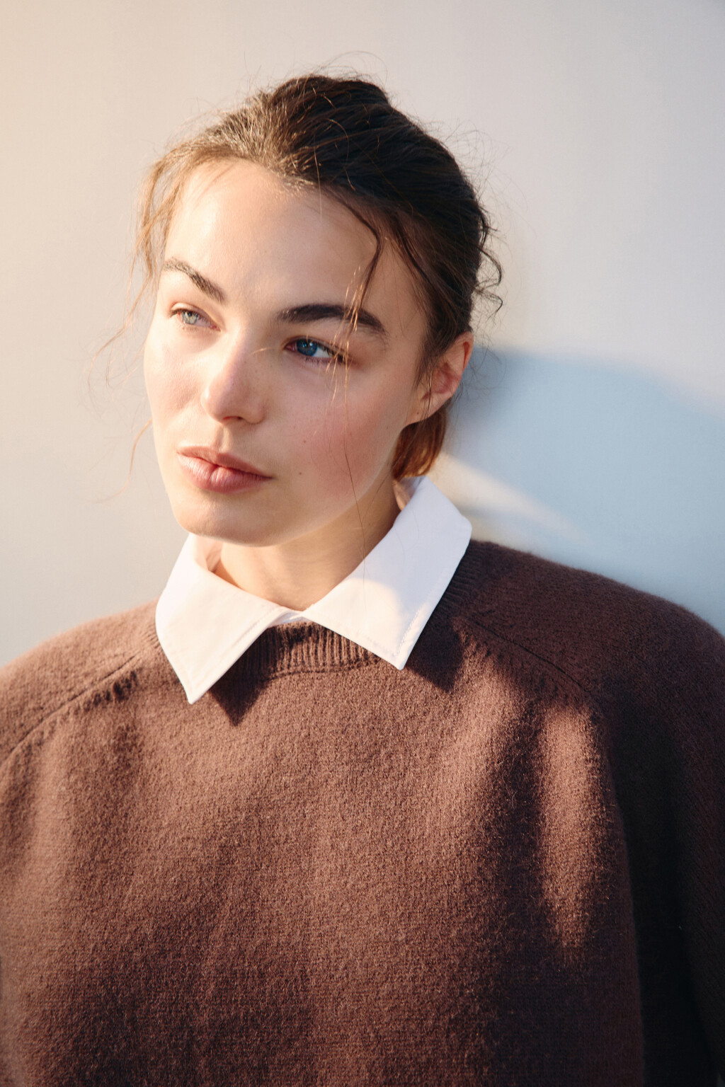 Джемпер вязаный со съемным воротником - цвет коричневый - 6