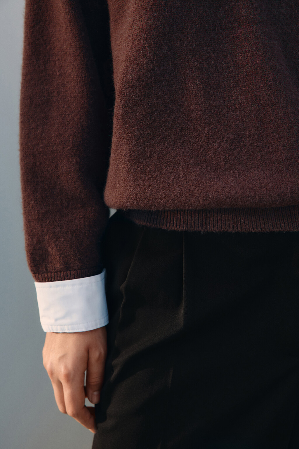 Джемпер вязаный со съемным воротником - цвет коричневый - 7