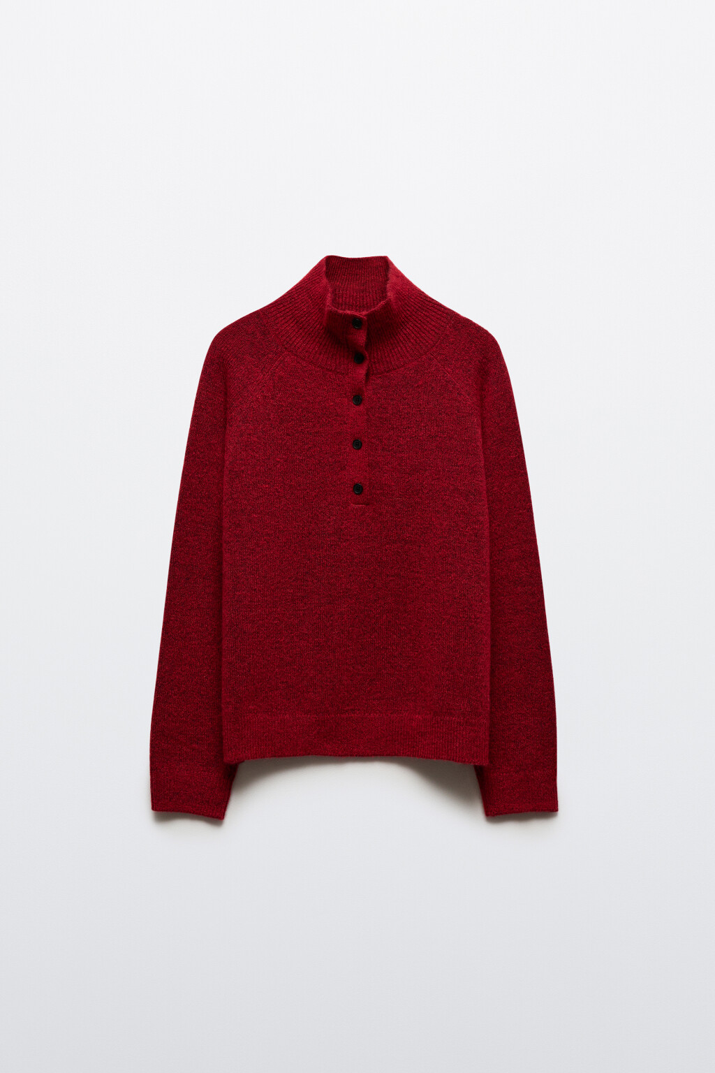 Джемпер шерстяной с воротником-стойкой - цвет красный - 8
