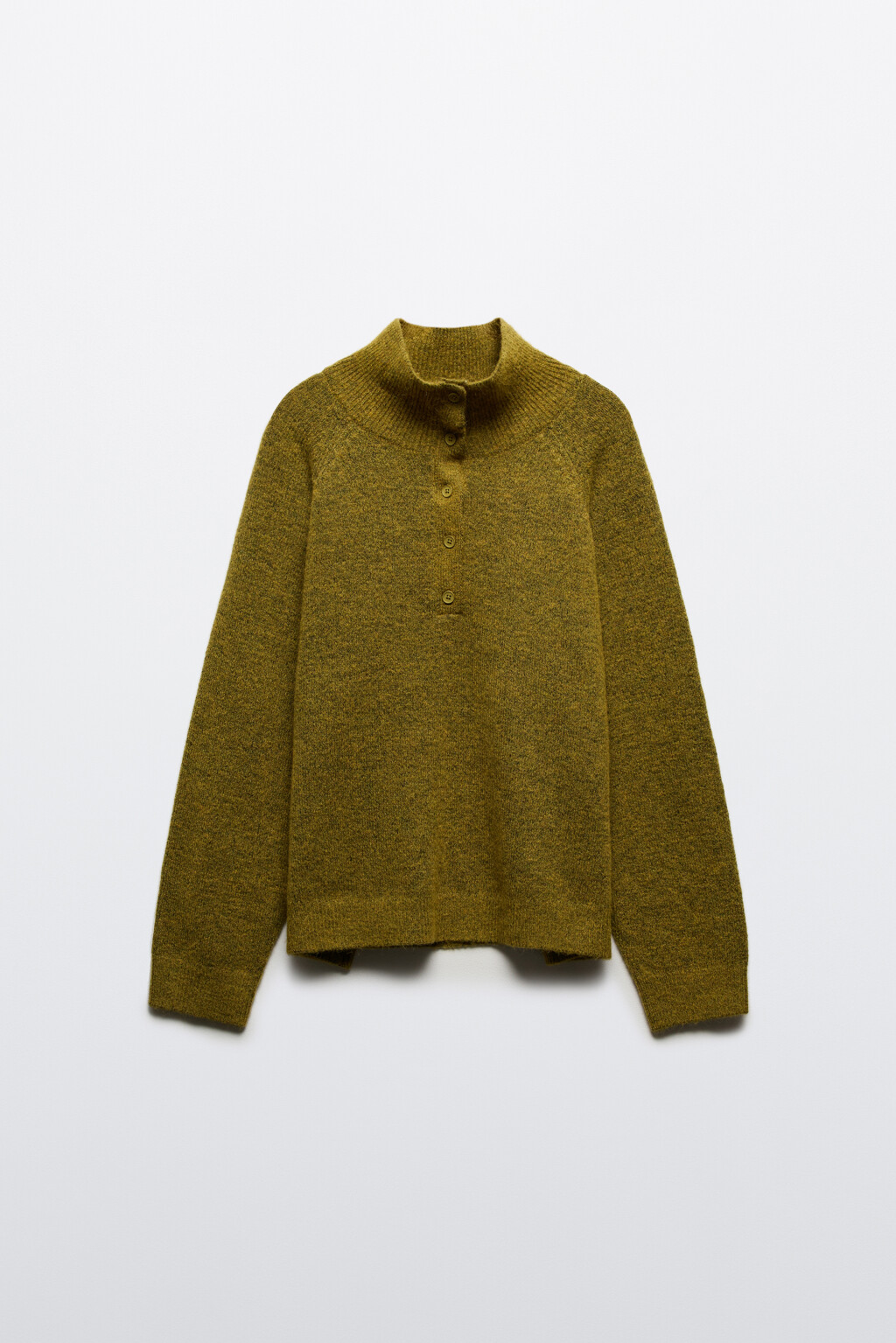 Джемпер шерстяной с воротником-стойкой - цвет зеленый - 7