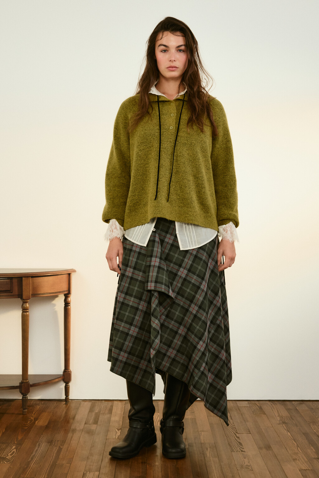 Джемпер шерстяной с воротником-стойкой - цвет зеленый - 4