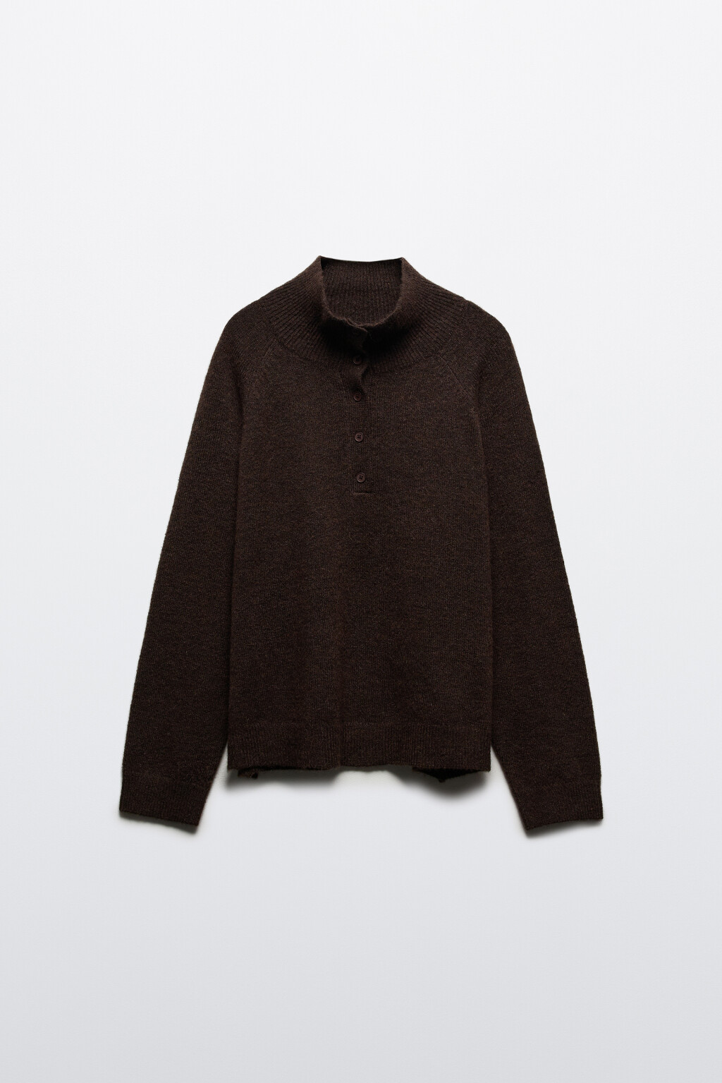 Джемпер шерстяной с воротником-стойкой - цвет коричневый - 8