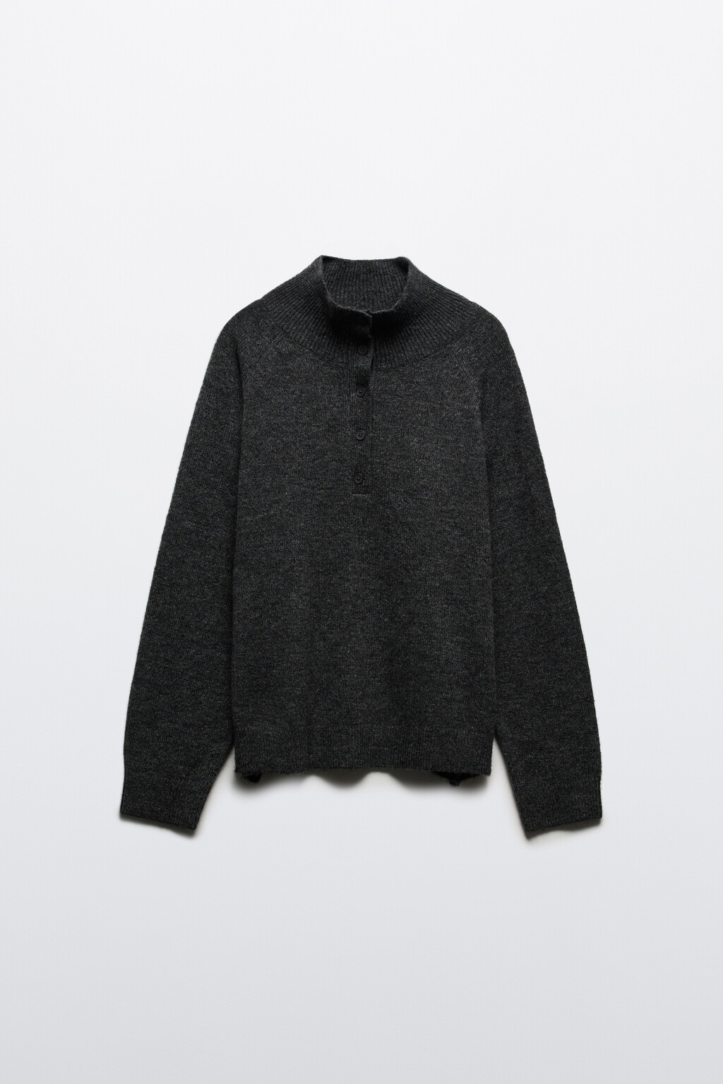 Джемпер шерстяной с воротником-стойкой - цвет серый - 7