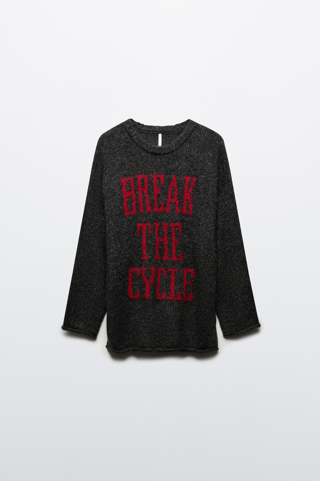 Джемпер вязаный с надписью - цвет серый - 7