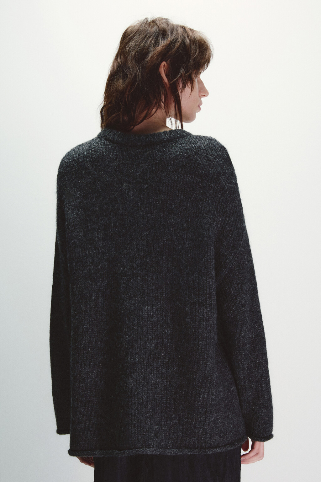 Джемпер вязаный с надписью - цвет серый - 3