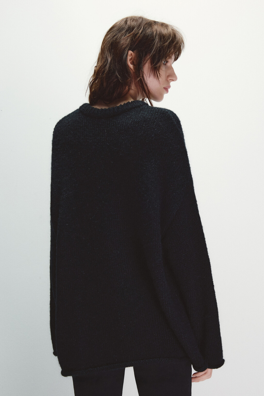 Джемпер вязаный с надписью - цвет черный - 3