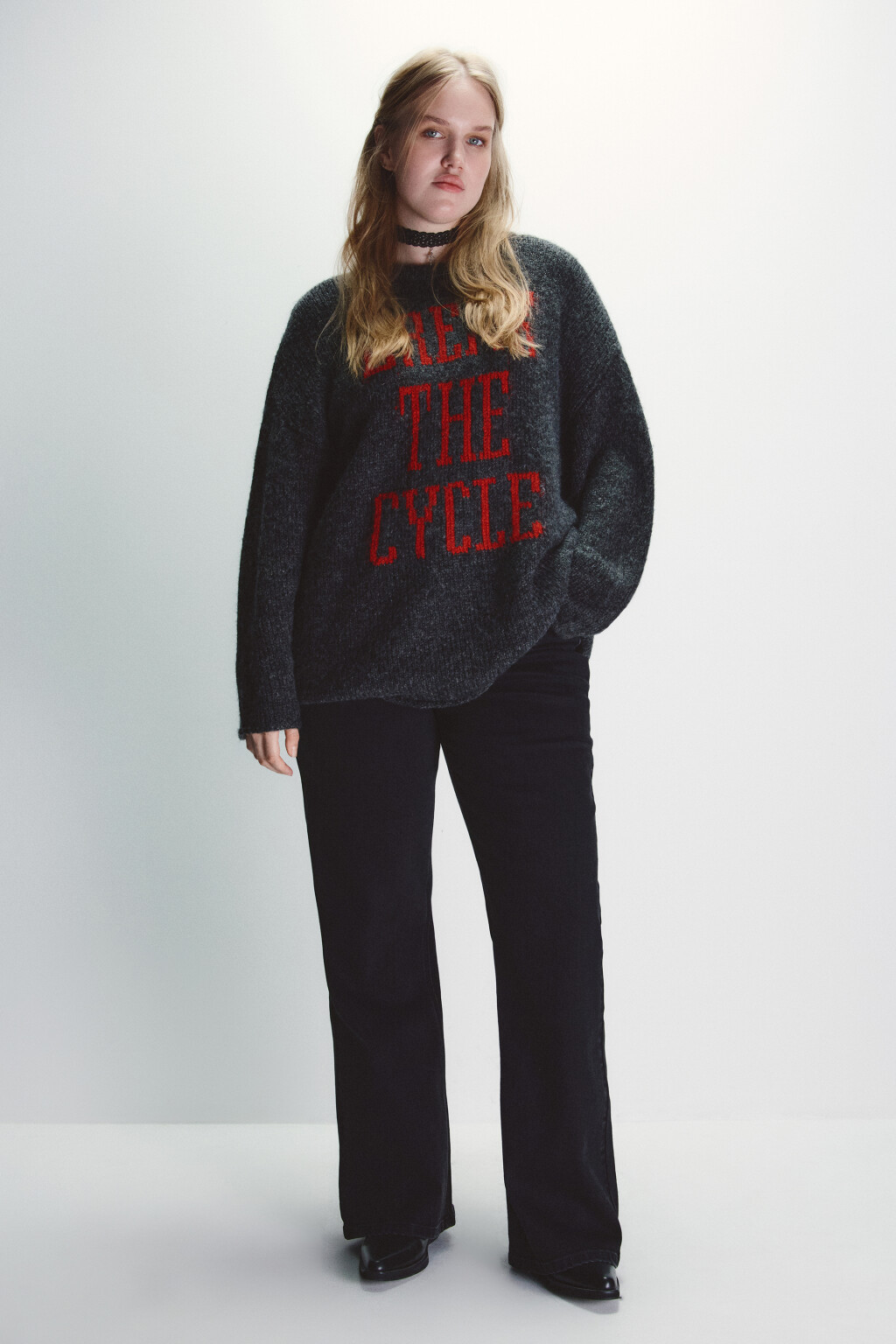 Джемпер вязаный с надписью - цвет серый - 4