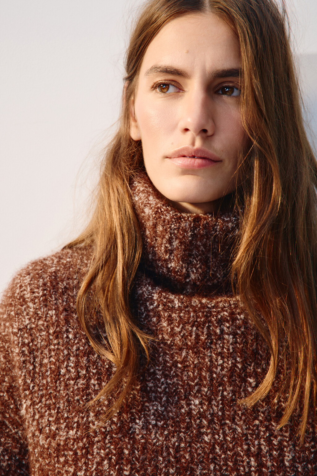Свитер свободный с шерстью - цвет коричневый - 5