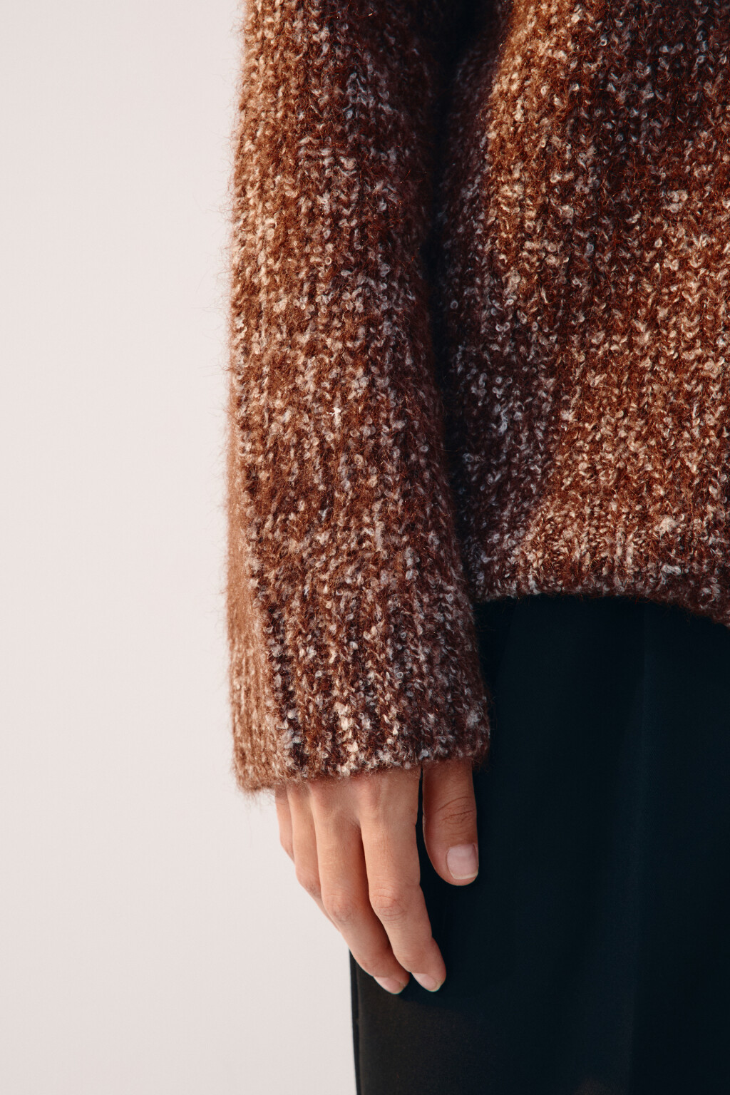 Свитер свободный с шерстью - цвет коричневый - 6