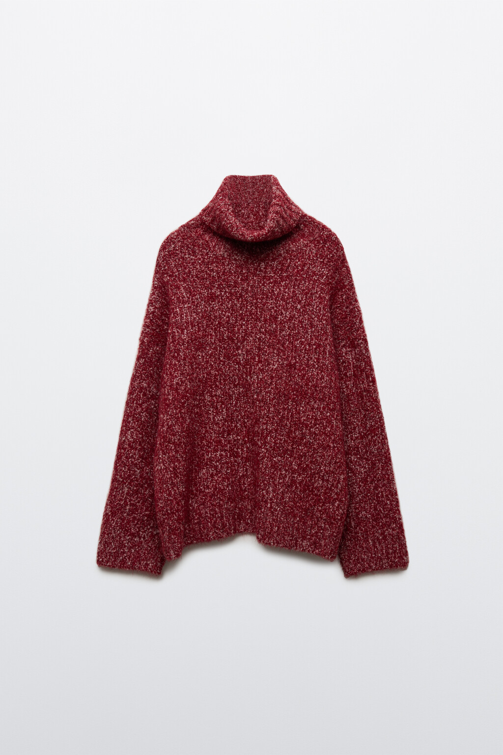 Свитер свободный с шерстью - цвет бордовый - 8