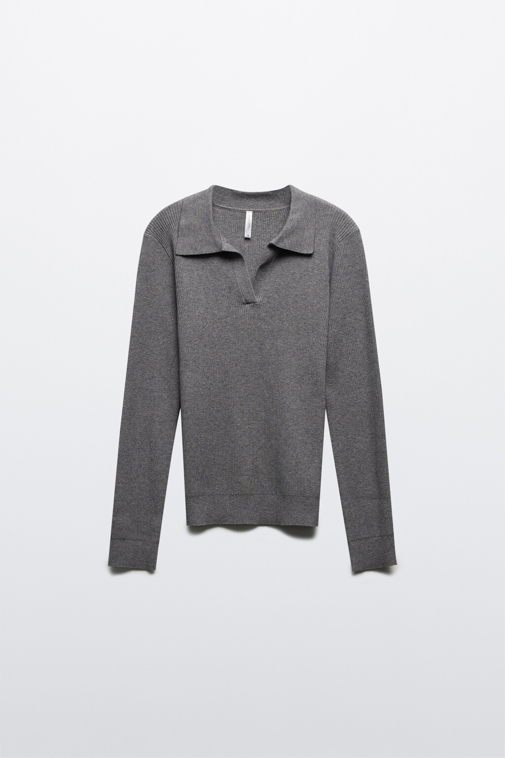 Джемпер вязаный с воротником-поло - цвет серый - 7