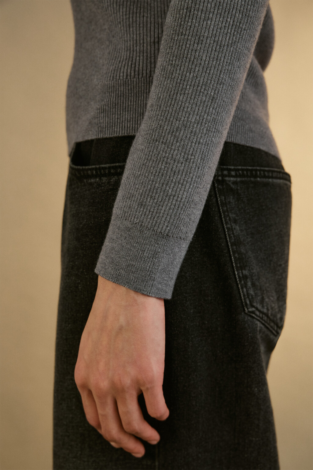 Джемпер вязаный с воротником-поло - цвет серый - 6