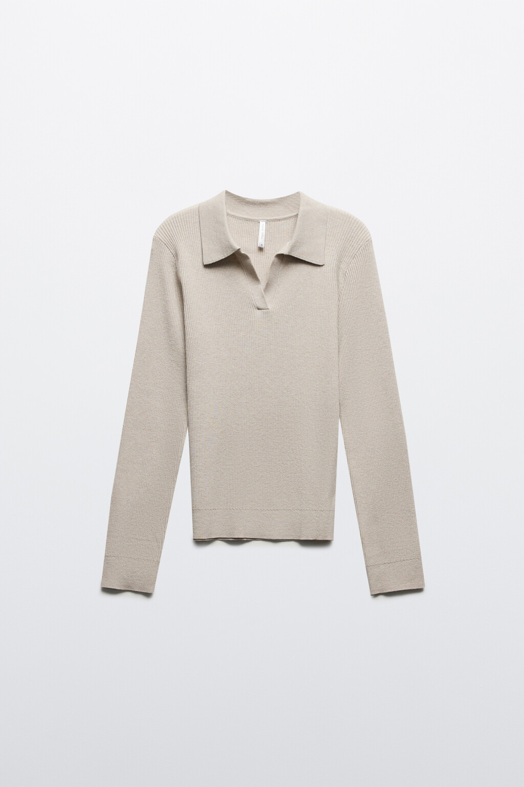 Джемпер вязаный с воротником-поло - цвет бежевый - 7