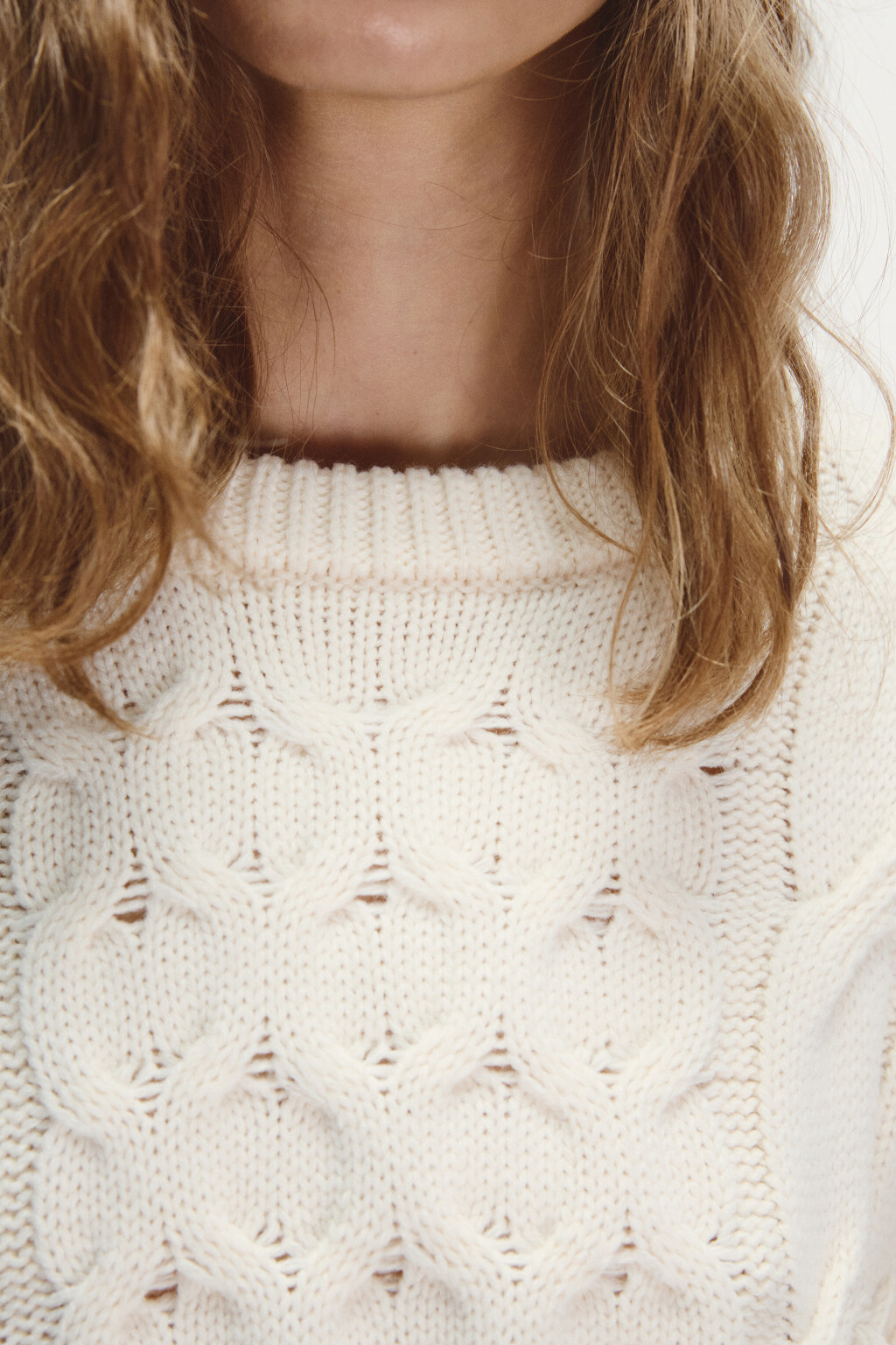 Джемпер вязаный с узором и кистями - цвет молочный - 5