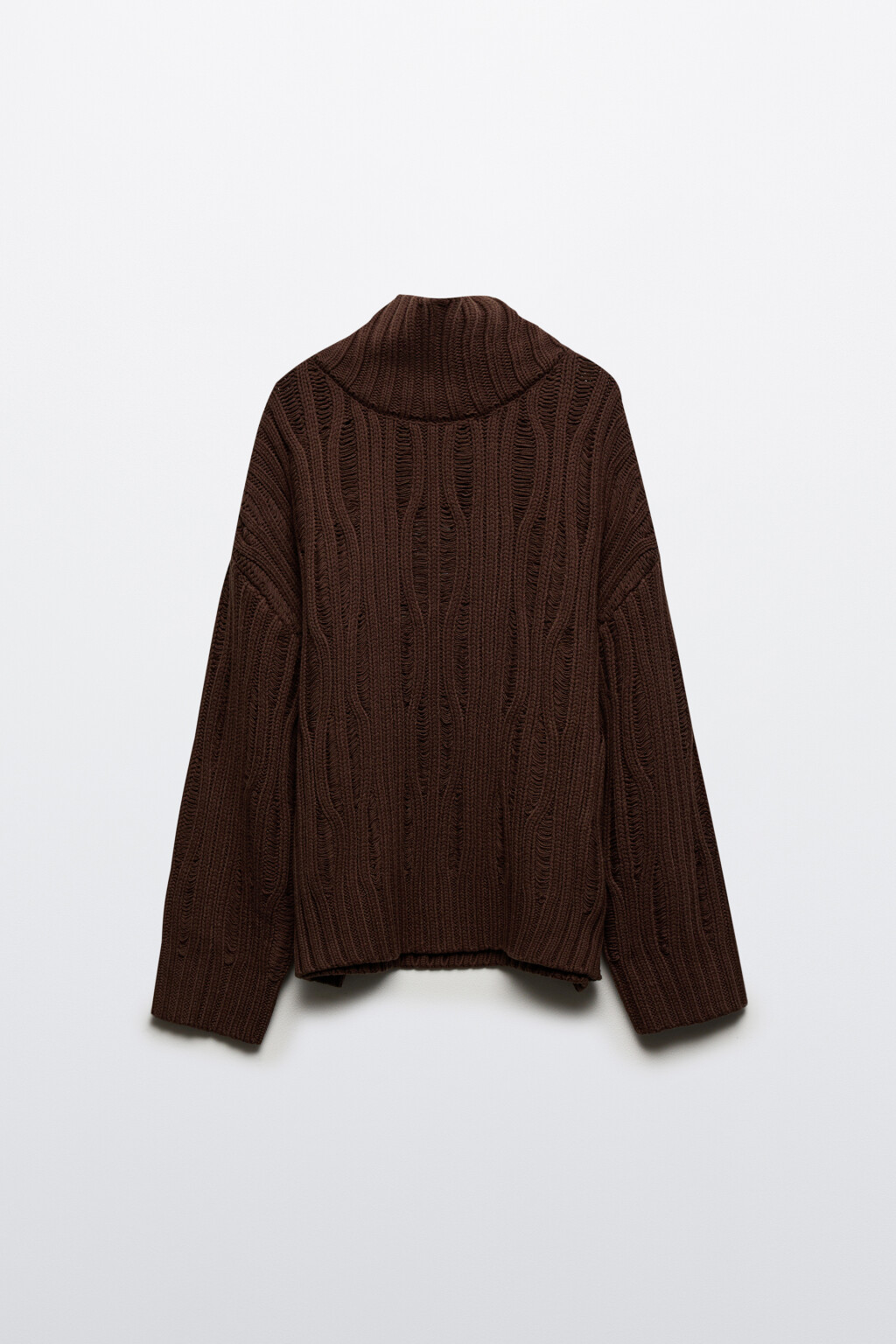 Свитер вязаный с узором - цвет коричневый - 7