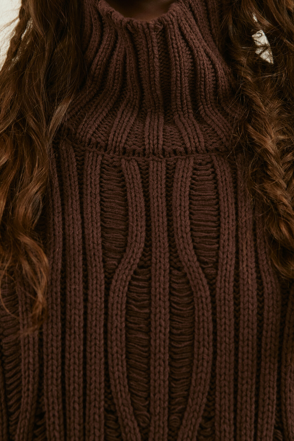 Свитер вязаный с узором - цвет коричневый - 6