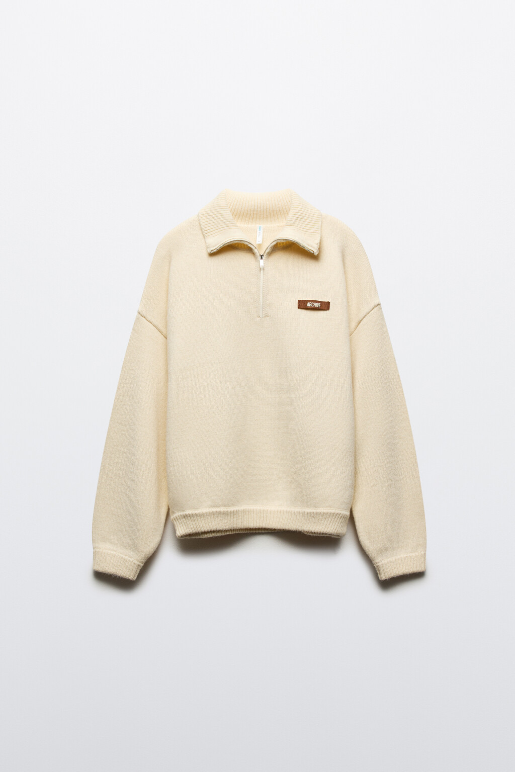 Джемпер на молнии вязаный с патчем - цвет ванильный - 7