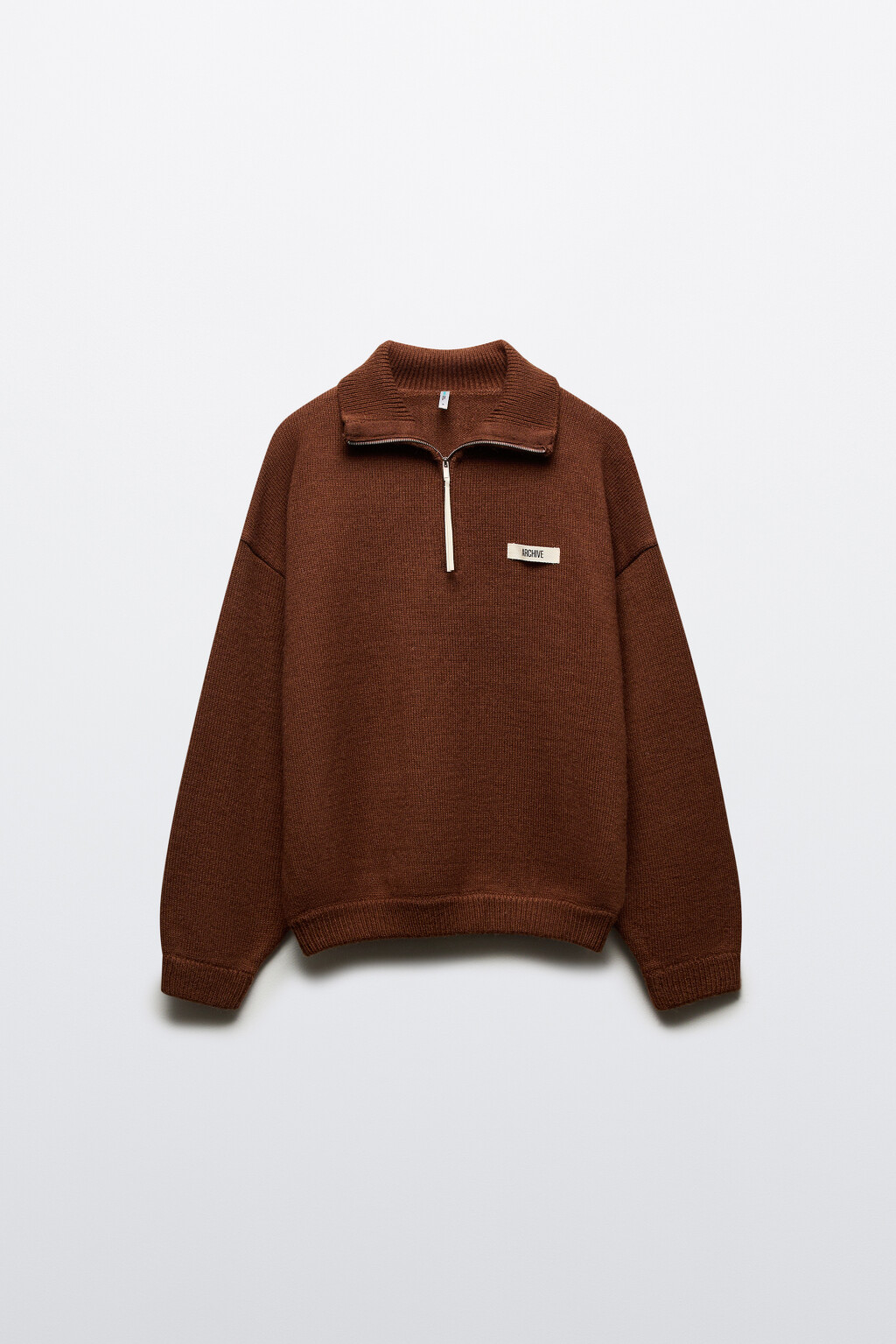 Джемпер на молнии вязаный с патчем - цвет коричневый - 7