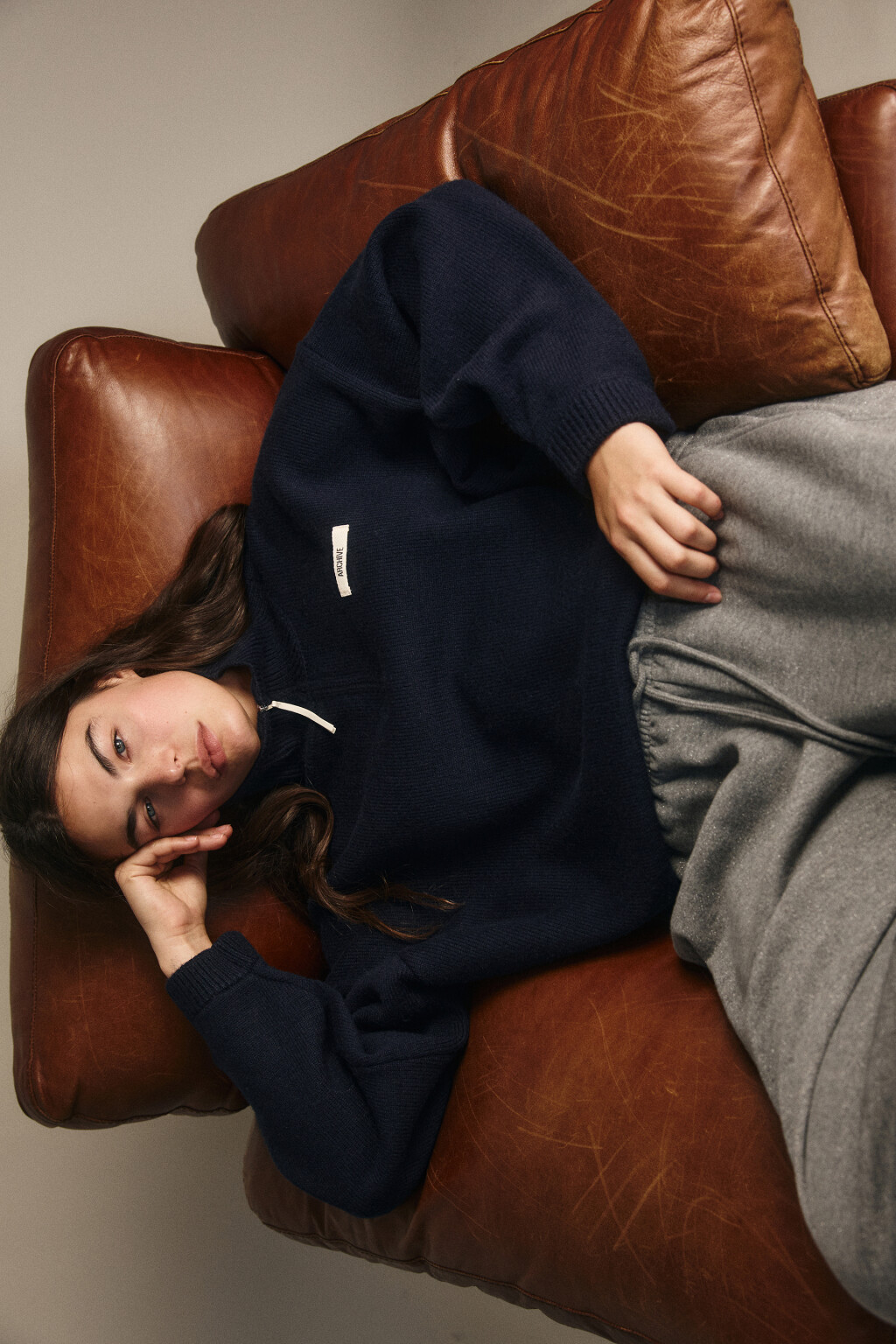 Джемпер на молнии вязаный с патчем - цвет синий - 2