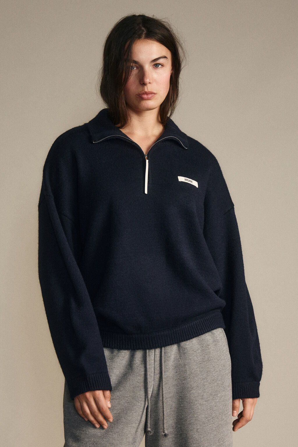 Джемпер на молнии вязаный с патчем - цвет синий - 4