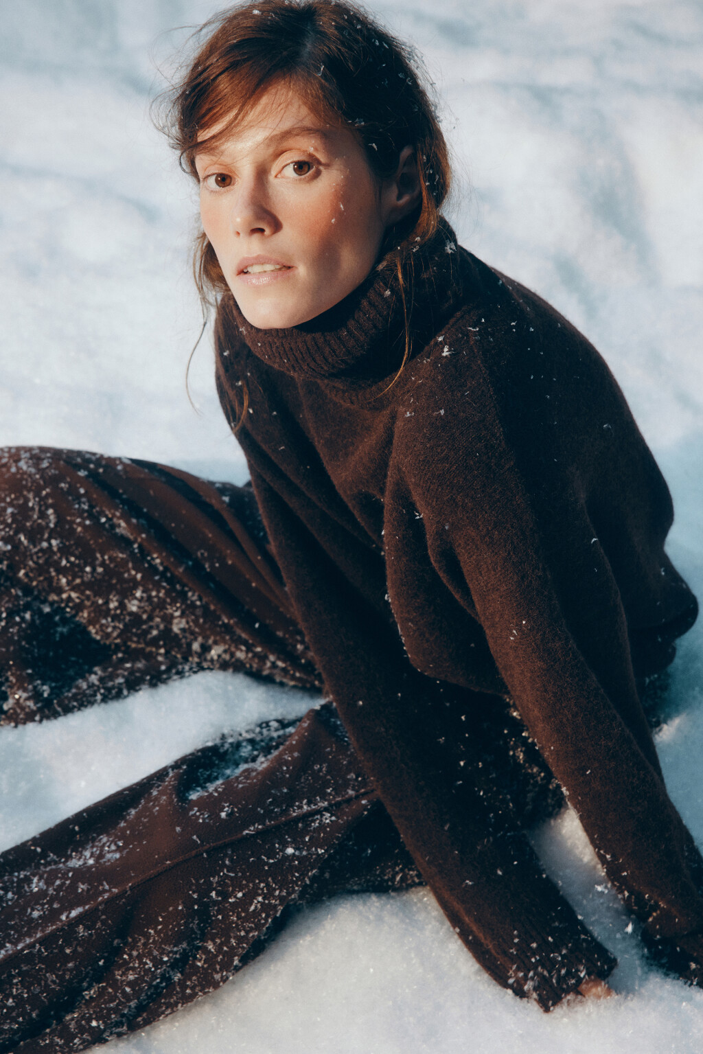 Свитер свободный с шерстью - цвет коричневый - 7