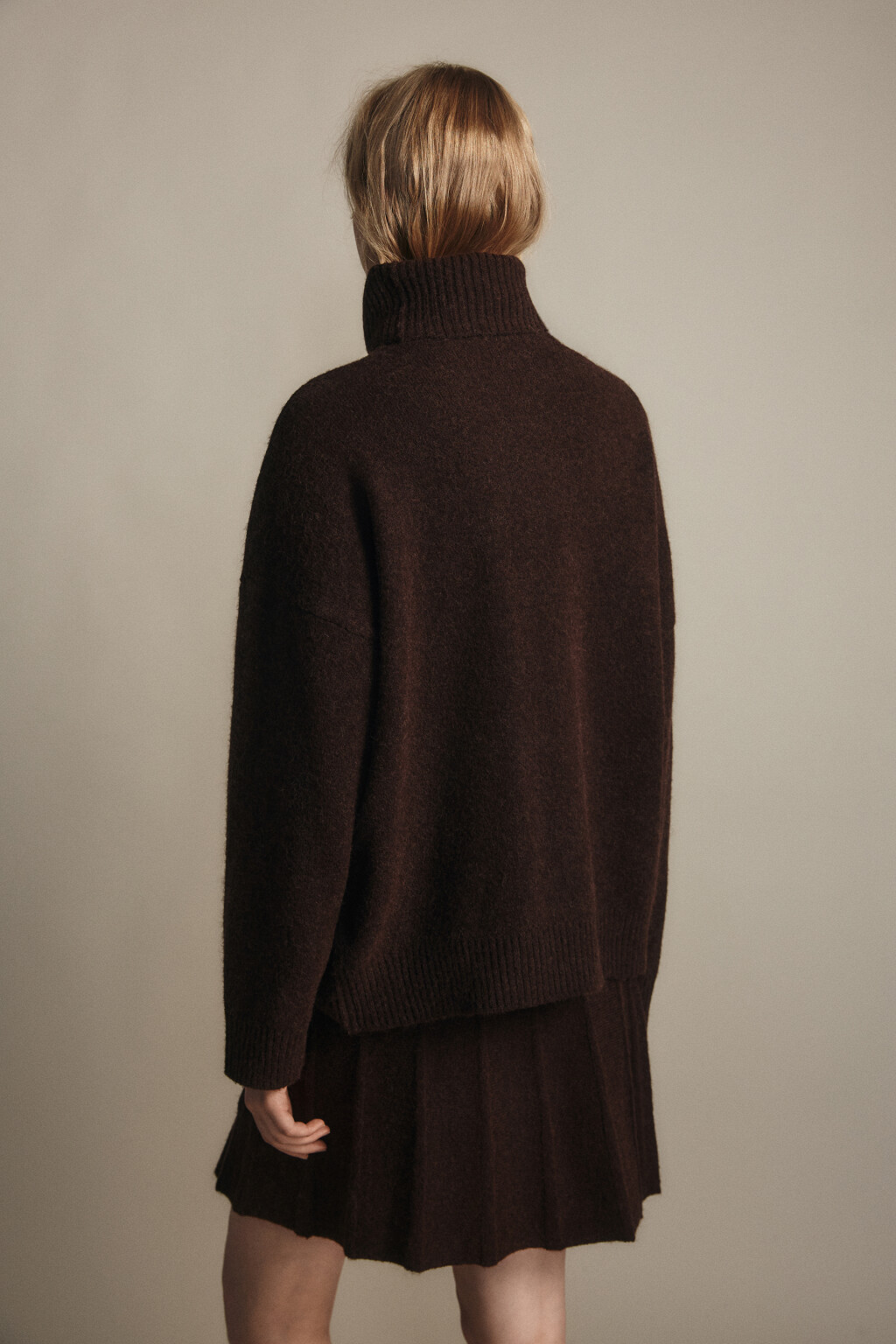 Свитер свободный с шерстью - цвет коричневый - 3