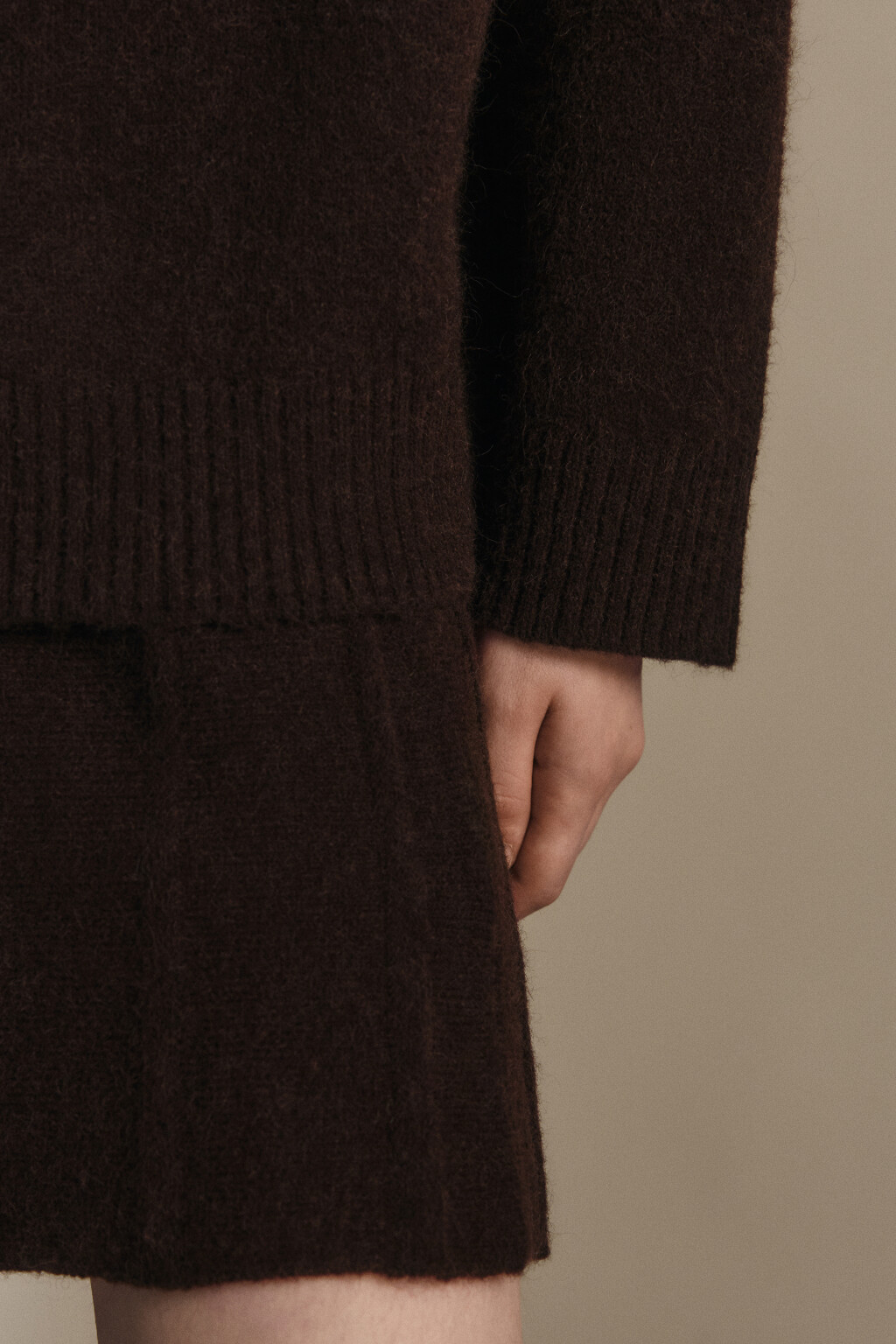 Свитер свободный с шерстью - цвет коричневый - 6