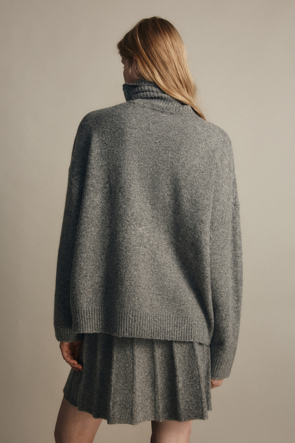 Свитер свободный с шерстью - цвет серый - 3