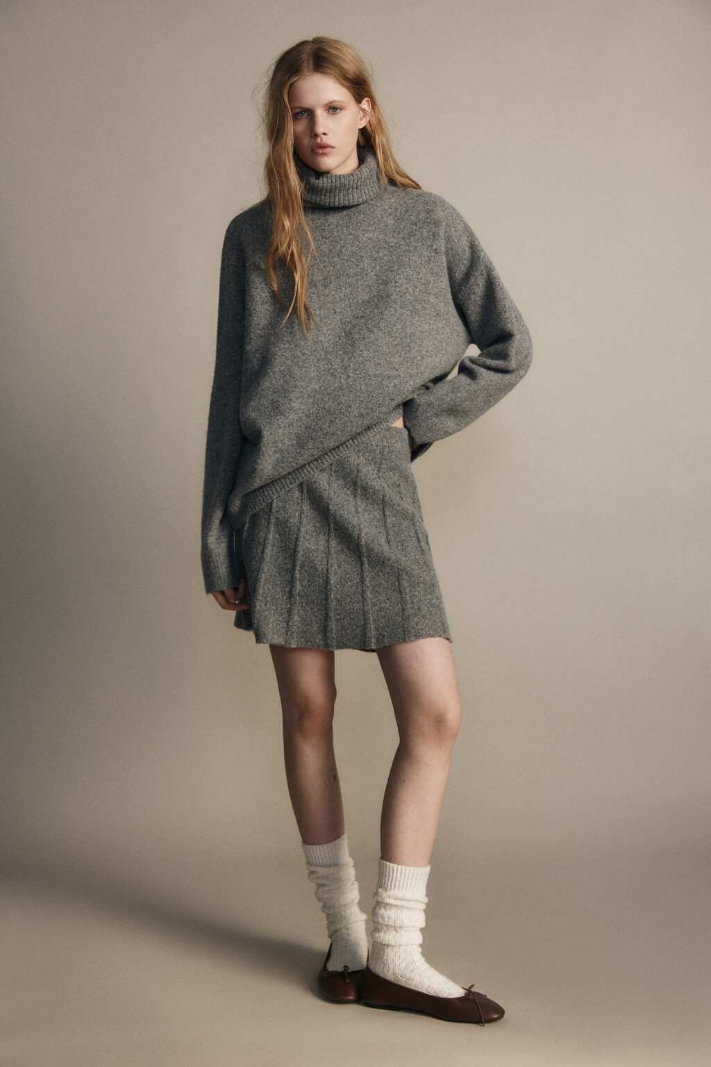 Свитер свободный с шерстью - цвет серый - 4