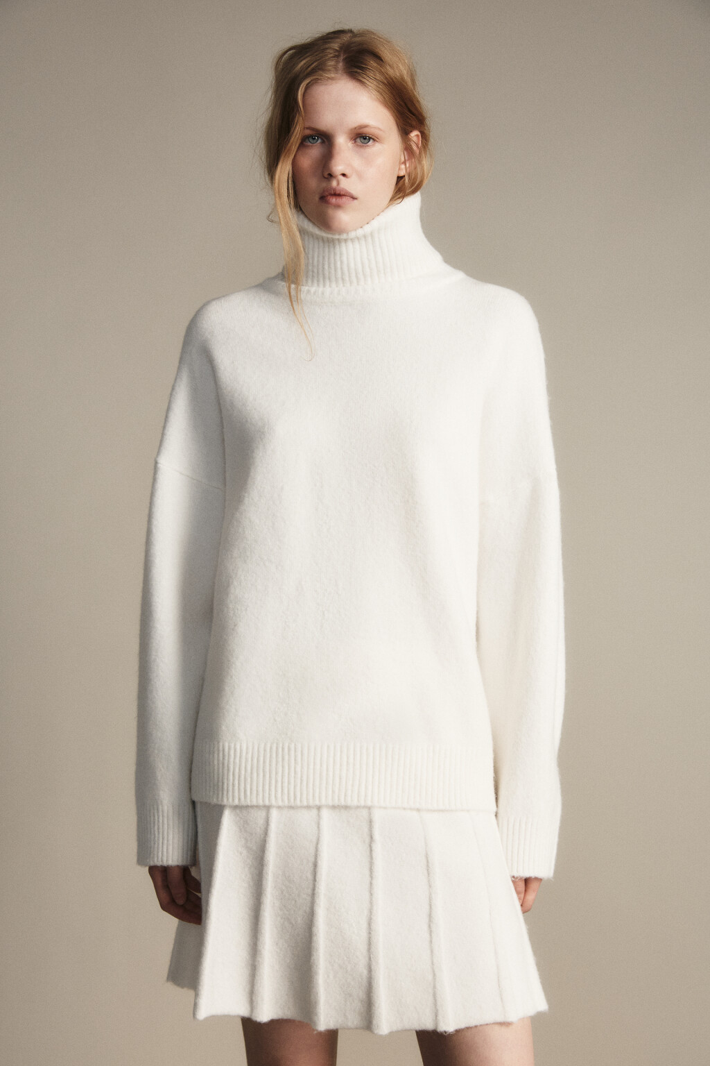 Свитер свободный с шерстью - цвет молочный - 3