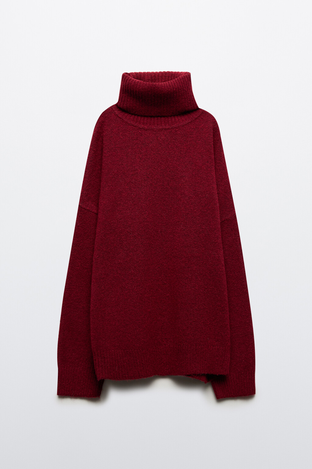 Свитер свободный с шерстью - цвет бордовый - 7
