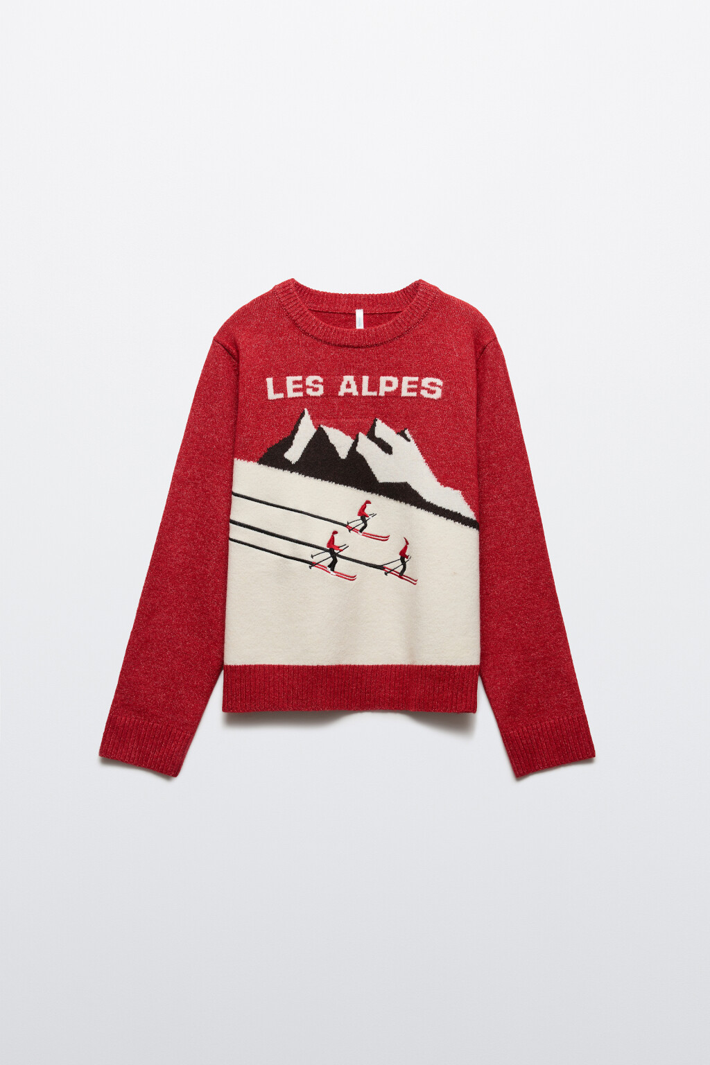 Джемпер вязаный с принтом - цвет красный - 7