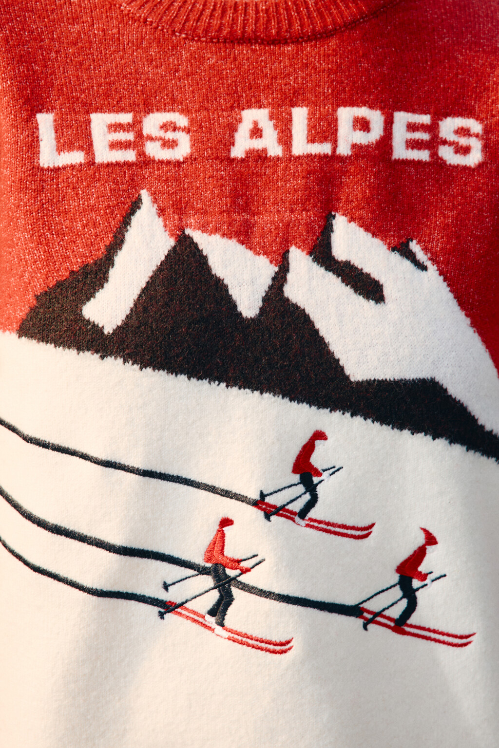 Джемпер вязаный с принтом - цвет красный - 5