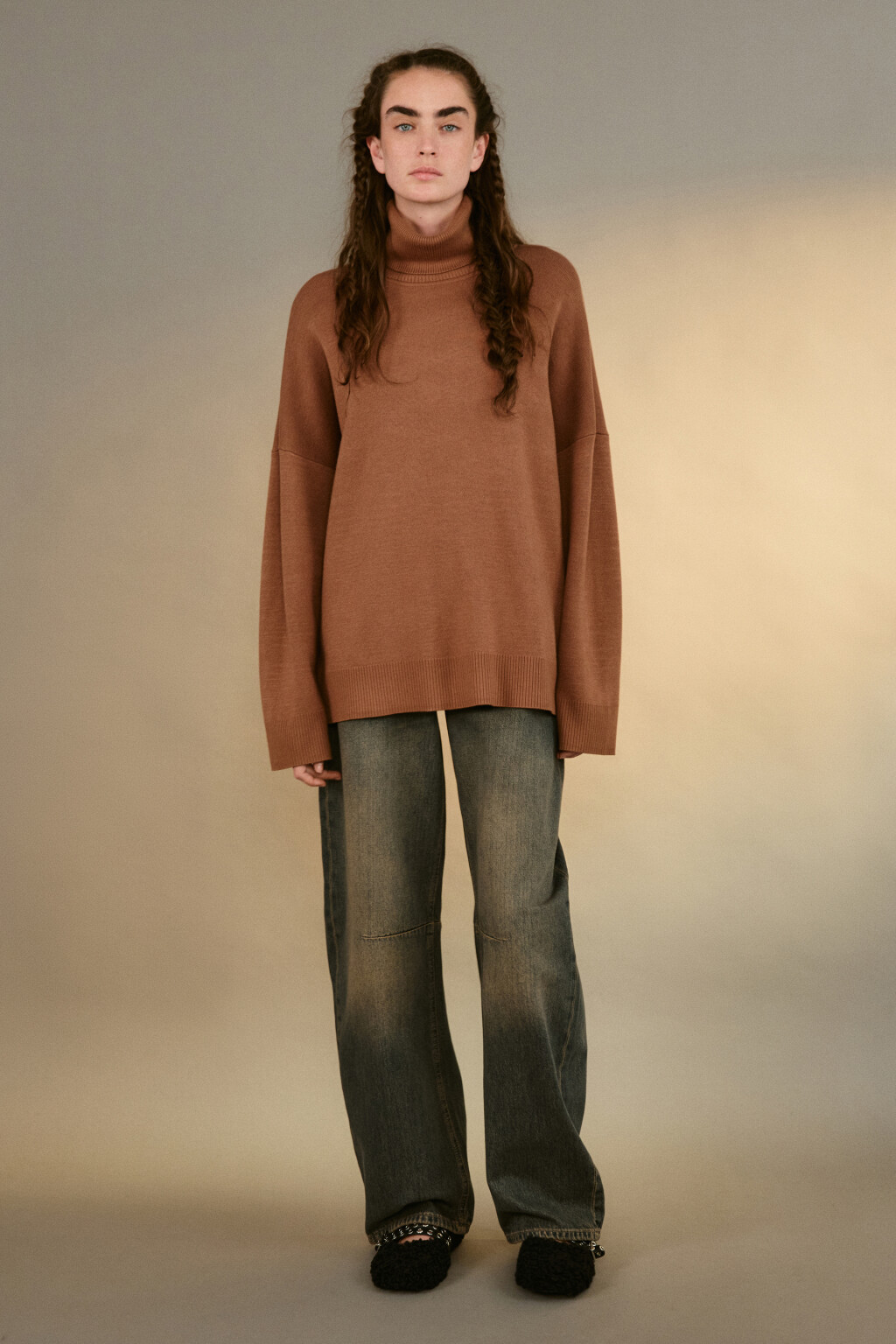 Свитер тонкий с высоким воротником - цвет красный - 5