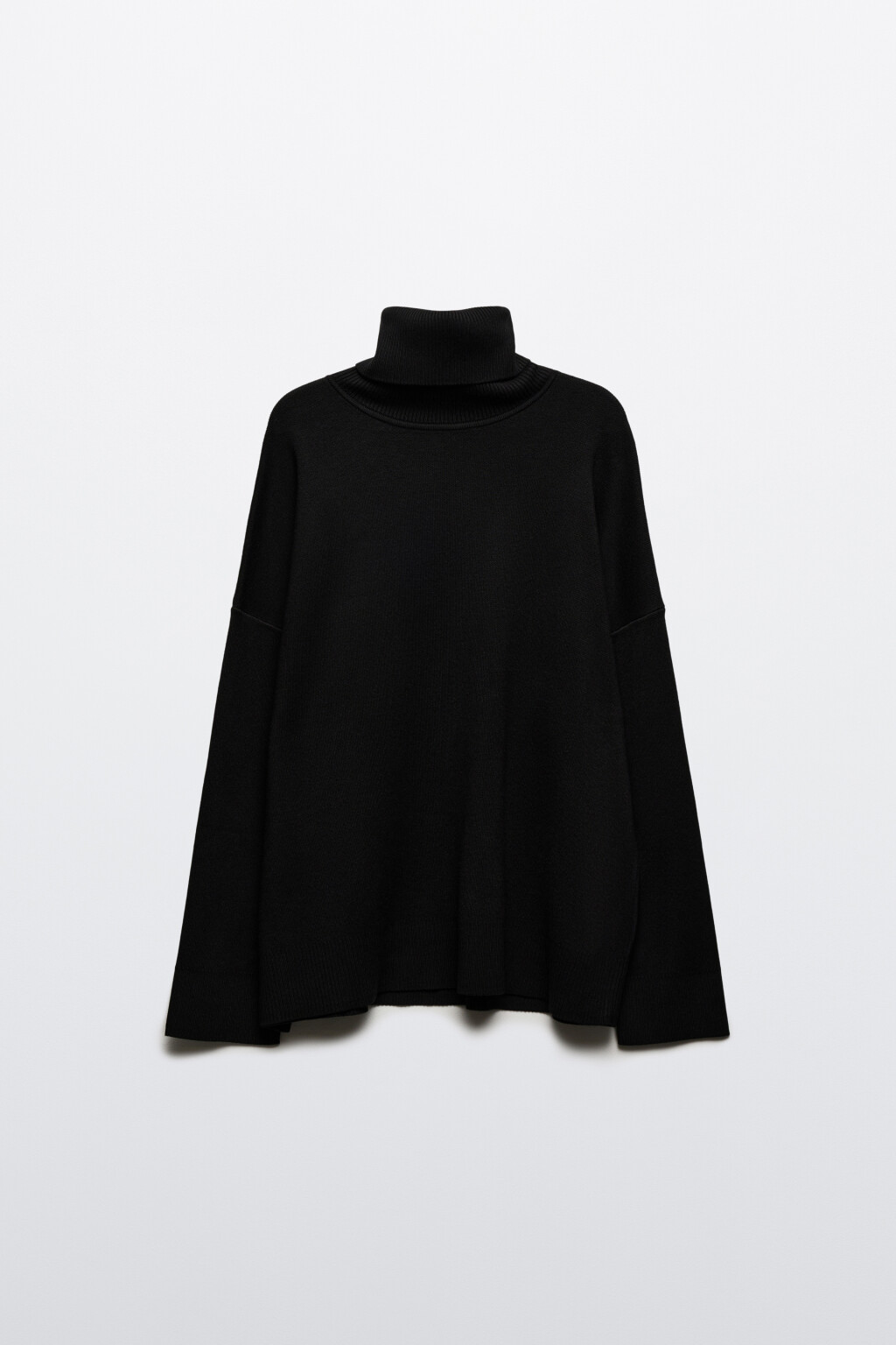 Свитер тонкий с высоким воротником - цвет черный - 7