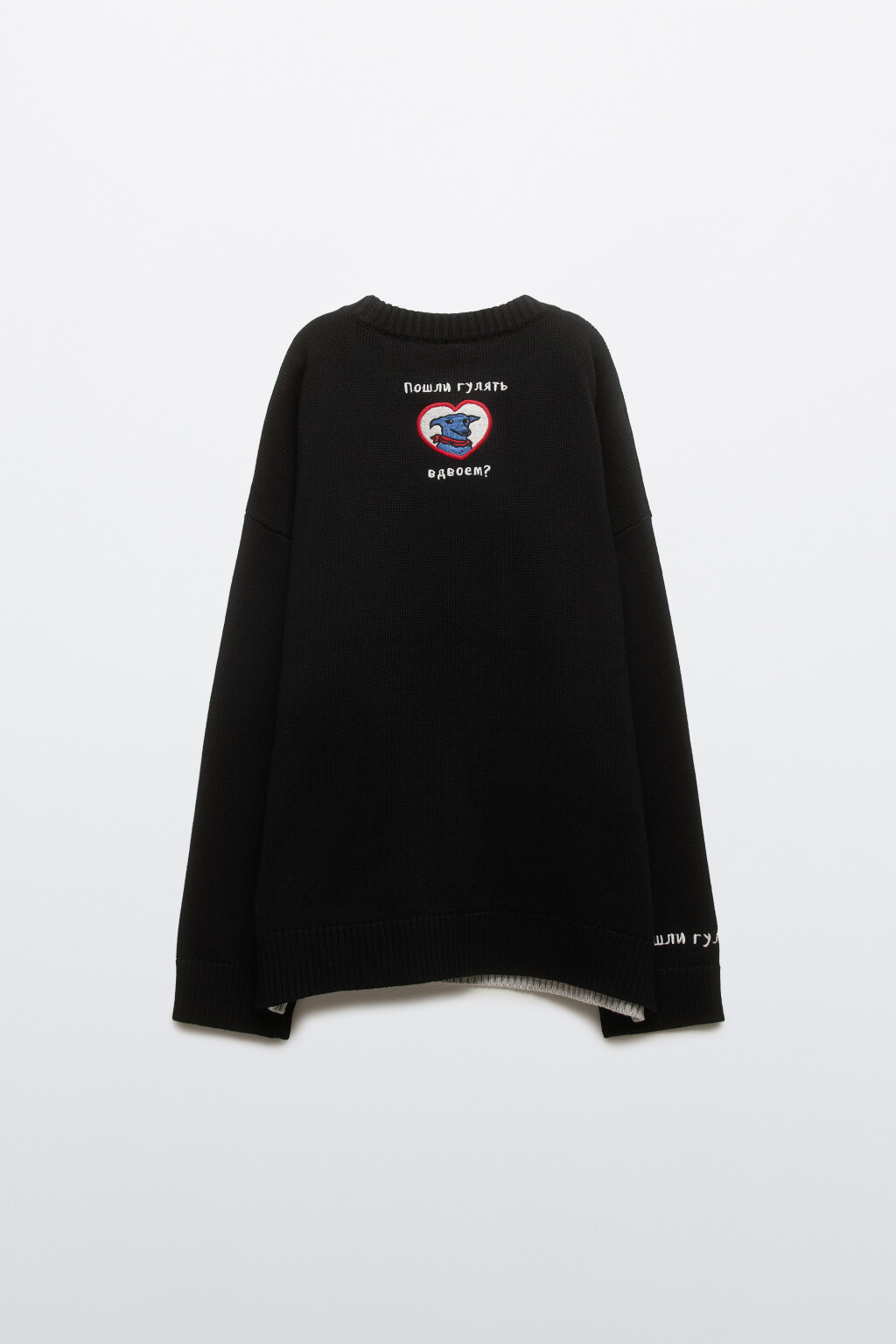 Джемпер вязаный с патчами и надписями - цвет черный - 11