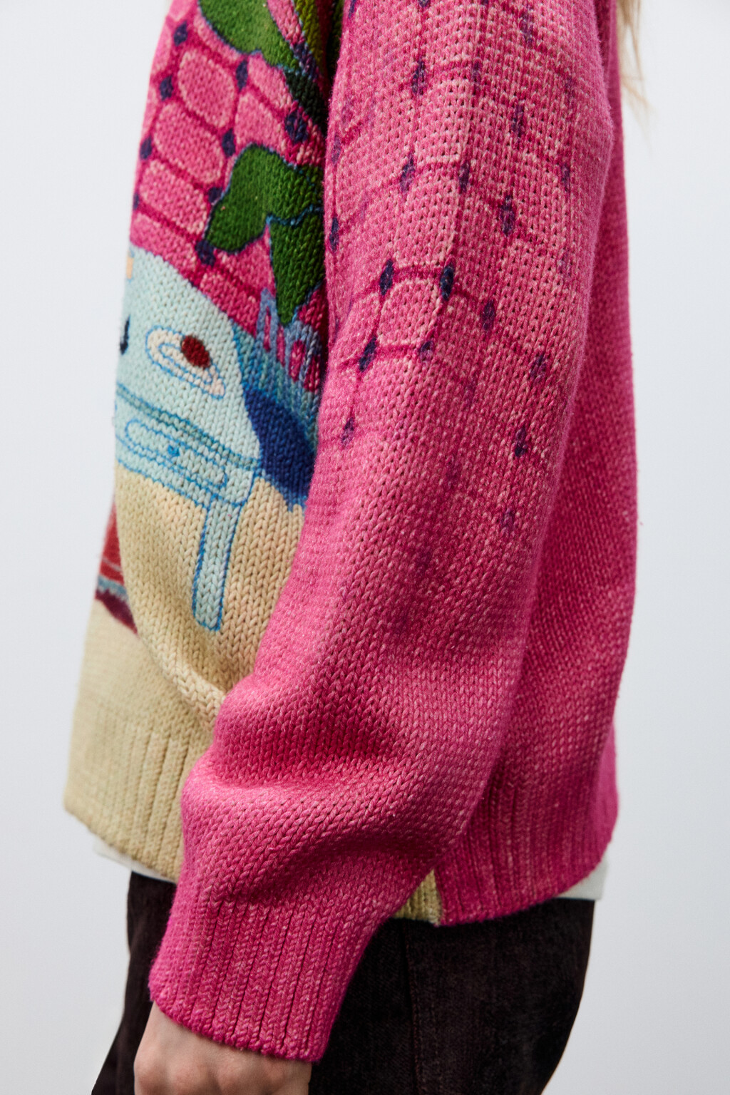 Джемпер-поло вязаный с принтом - цвет розовый - 9