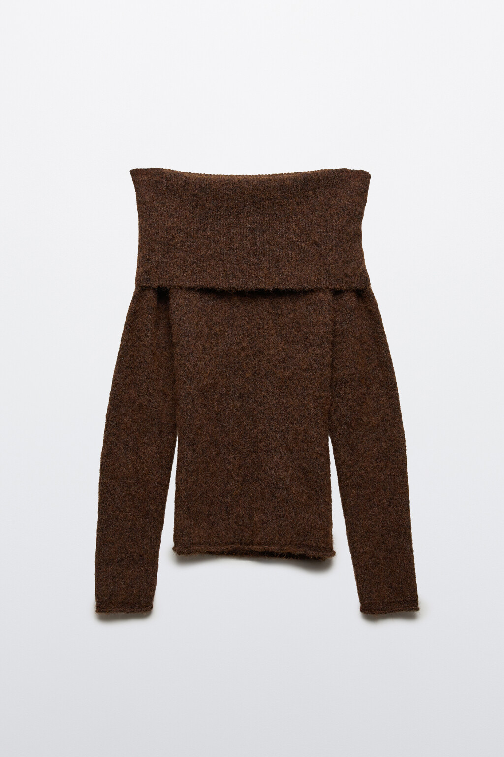 Джемпер вязаный с открытыми плечами - цвет коричневый - 7