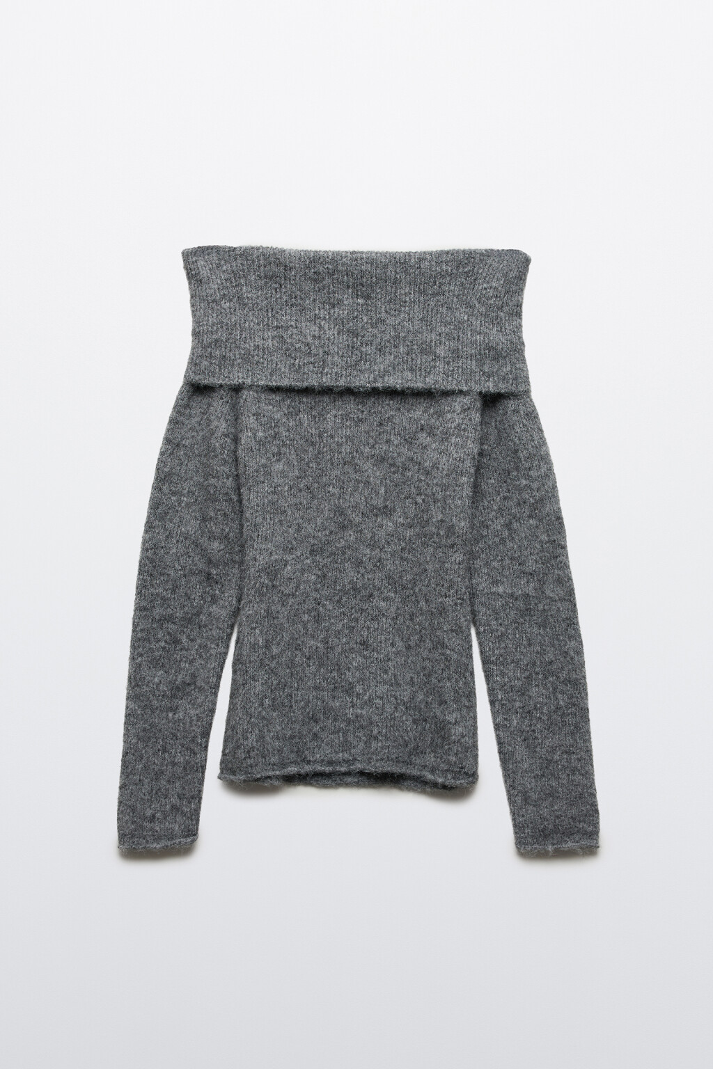 Джемпер вязаный с открытыми плечами - цвет серый - 7