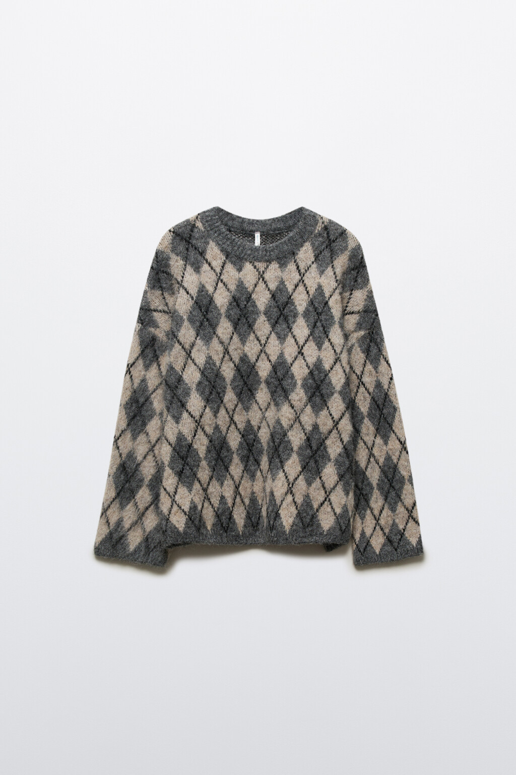 Джемпер вязаный с принтом аргайл - цвет черный - 7