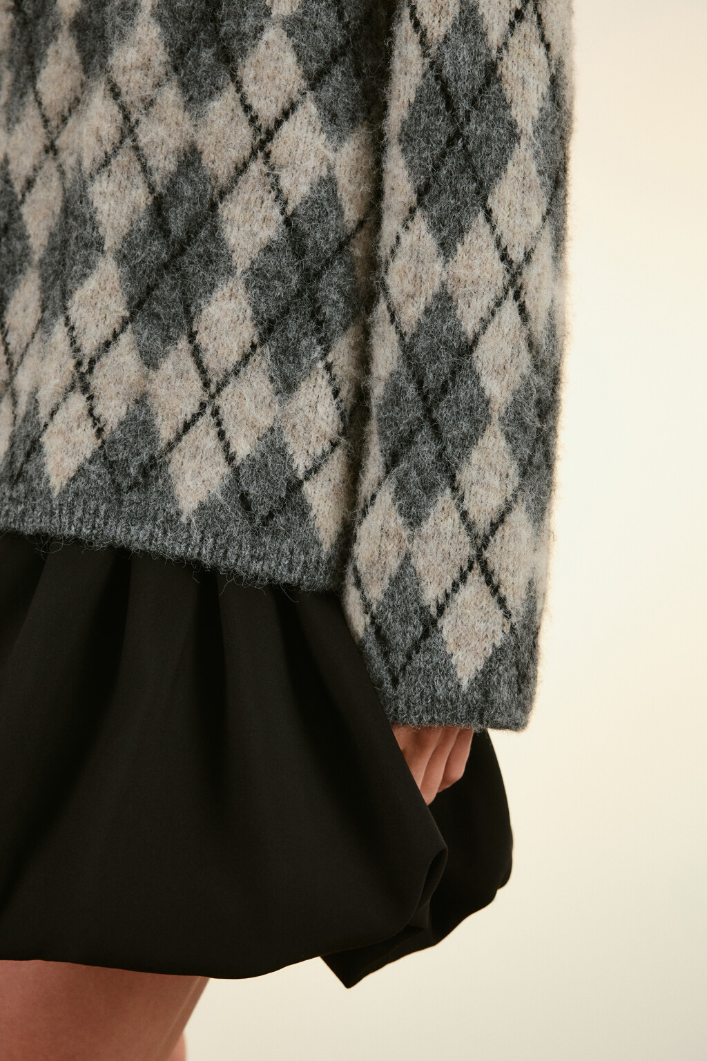 Джемпер вязаный с принтом аргайл - цвет черный - 5