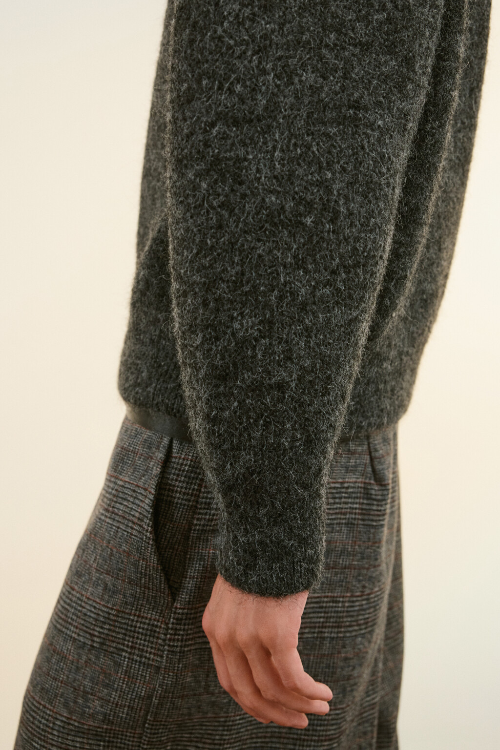 Джемпер вязаный с рукавами-реглан - цвет серый - 6