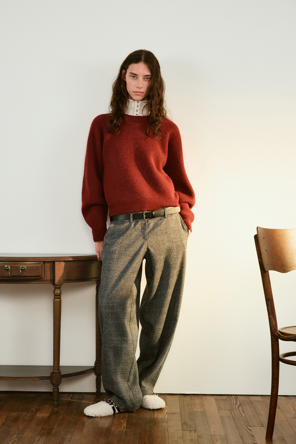 Джемпер вязаный с рукавами-реглан - цвет бордовый - 2