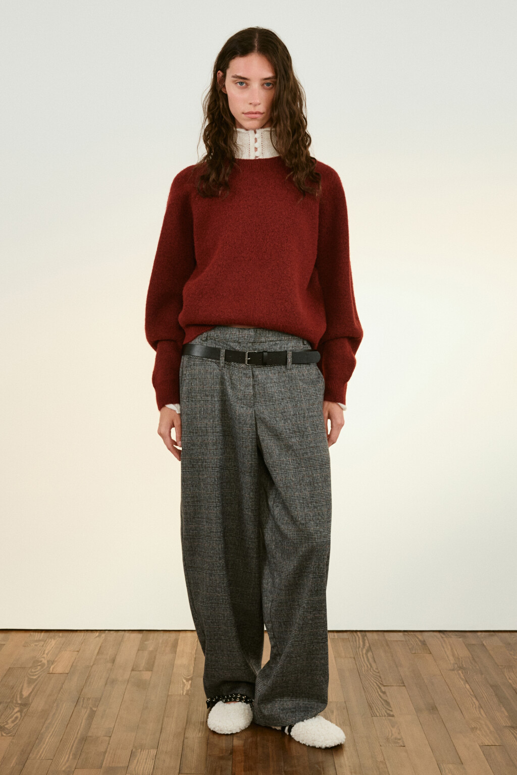 Джемпер вязаный с рукавами-реглан - цвет бордовый - 6